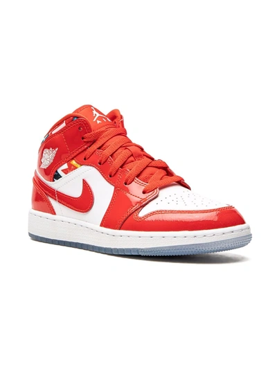 Shop Jordan Air  1 Mid Se "barcelona Sweater Red Patent" Sneakers