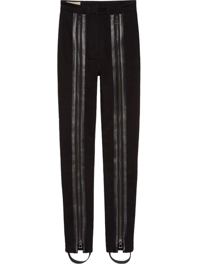 Shop Gucci Zip-detail Stirrup Trousers In Black