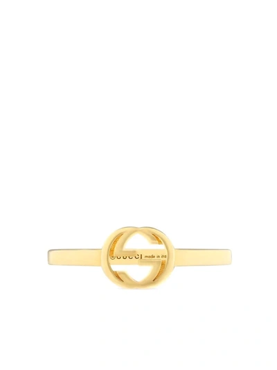 Shop Gucci 18kt Yellow Gold Interlocking G Ring