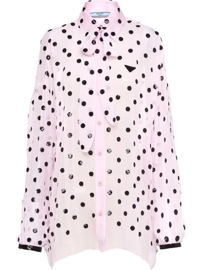 Shop Prada Sequin-embellished Chiffon Shirt In Rosa