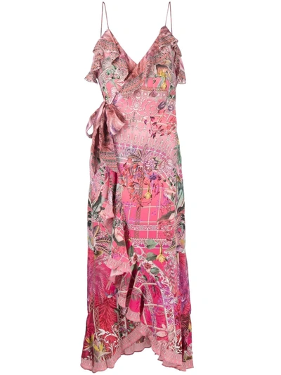 Shop Camilla Glasshouse Romance Silk Dress In Rosa