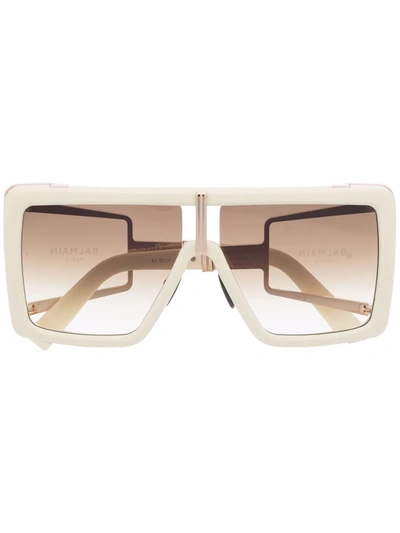 Shop Balmain Eyewear Wonder Boy Square-frame Tinted Sunglasses In Nude
