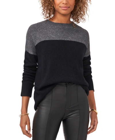 Shop Vince Camuto Cozy Extended Shoulder Color Blocked Sweater In Rich Black
