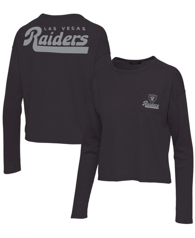 Junk Food Women's Black Las Vegas Raiders Pocket Thermal Long Sleeve T-shirt In Black