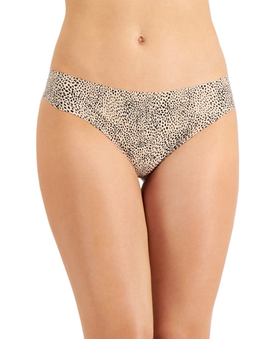 Shop Alfani Women's Laser-cut Thong Underwear, Created For Macy's In Cheetah