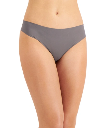 Shop Alfani Women's Laser-cut Thong Underwear, Created For Macy's In Tornado Grey
