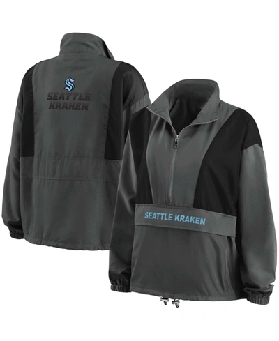Wear By Erin Andrews Women's Charcoal Tennessee Titans Popover Packable Half-zip Jacket In Charcoal