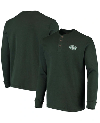 Shop Dunbrooke Men's Green New York Jets Maverick Thermal Henley Long Sleeve T-shirt