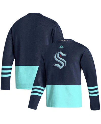 Shop Adidas Originals Men's Deep Sea Blue Seattle Kraken Logo Aeroready Pullover Sweater
