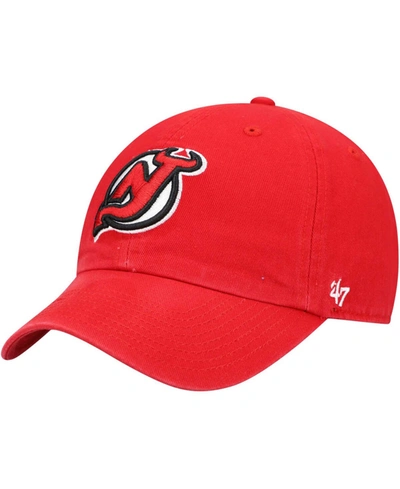 Shop 47 Brand Men's Red New Jersey Devils Clean Up Logo Adjustable Hat