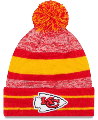 Shop New Era Men's Red Kansas City Chiefs Team Logo Cuffed Knit Hat With Pom