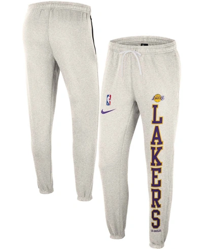 Shop Nike Men's Oatmeal Los Angeles Lakers 75th Anniversary Courtside Fleece Pants