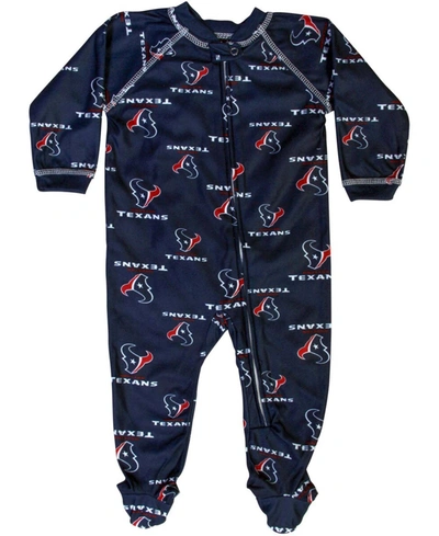 Shop Outerstuff Infant Houston Texans Newborn Full Zip Raglan Coverall In Navy Blue