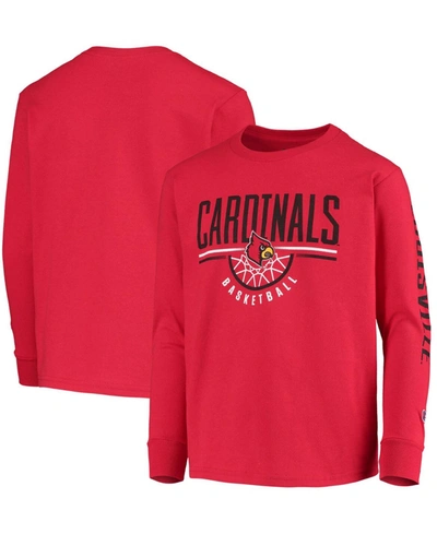Shop Champion Big Boys And Girls Red Louisville Cardinals Basketball Long Sleeve T-shirt