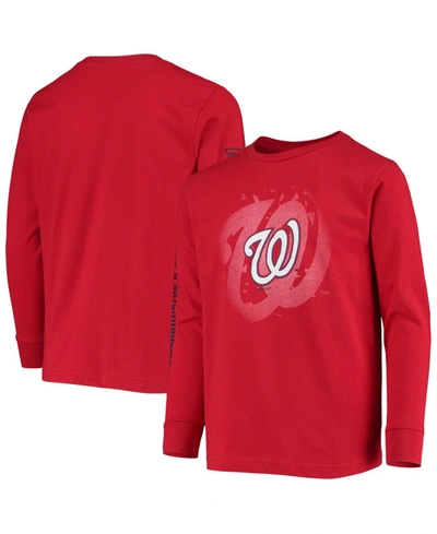 Shop Outerstuff Big Boys And Girls Red Washington Nationals Platinum Logo Long Sleeve T-shirt