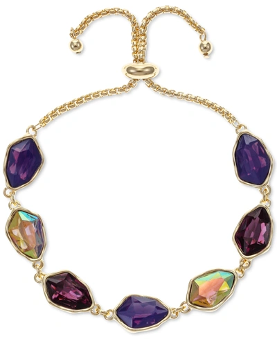 Shop Style & Co Colored Stone Slider Bracelet, Created For Macy's In Purple