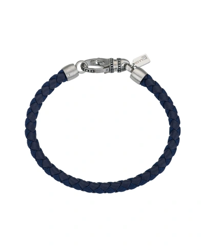 Shop He Rocks Men's Stainless Steel Leather Bracelet In Blue