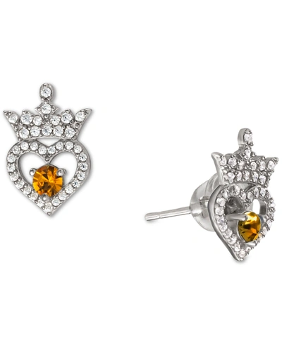 Shop Disney Cubic Zirconia Princess Tiara Heart Stud Earrings In Sterling Silver In November