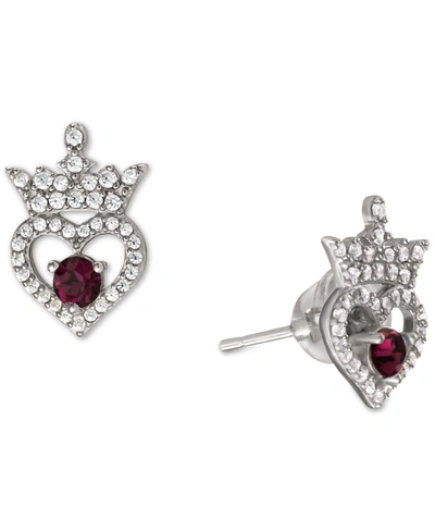 Shop Disney Cubic Zirconia Princess Tiara Heart Stud Earrings In Sterling Silver In January