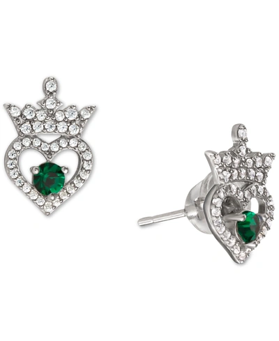 Shop Disney Cubic Zirconia Princess Tiara Heart Stud Earrings In Sterling Silver In May