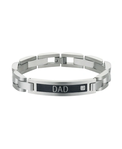 Shop He Rocks Men's Stainless Steel Dad Link Bracelet In Silver-tone