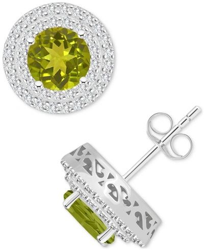 Macy's Rhodolite Garnet (3-1/3 Ct. T.w.) & White Topaz (3/4 Ct. T.w.) Stud Earrings In Sterling Silver (als In Peridot