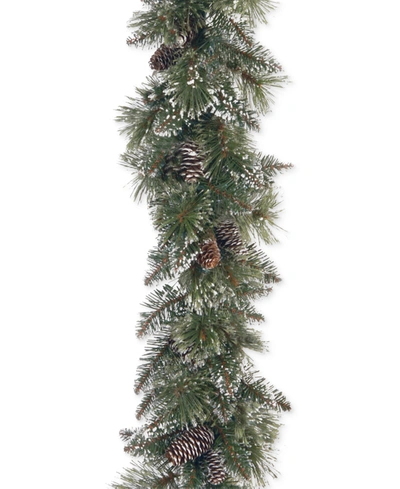 Shop National Tree Company 6' Glittery Bristle Pine Garland With Pine Cones In Green