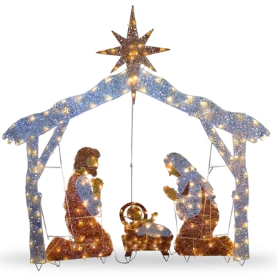 National Tree Company 55" Nativity Scene With Clear Lights In White