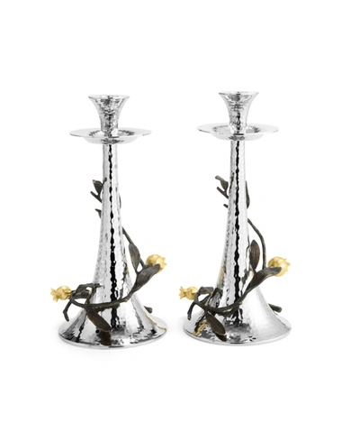 Shop Michael Aram Pomegranate 2 Piece Candleholder Set In Gold- Tone