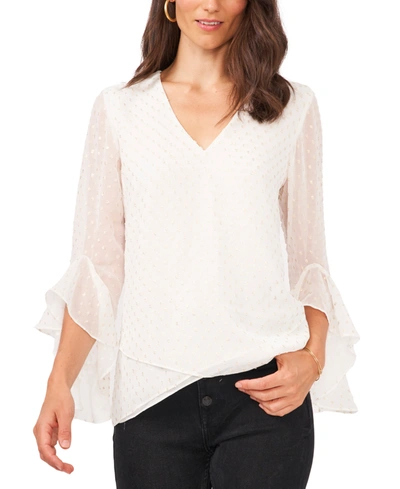 Flutter Sleeve Crossover Top In New Ivory