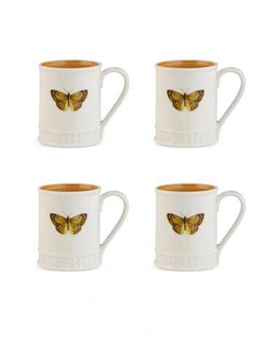 Portmeirion Botanic Garden Amber Tankard Mug Set, 4 Piece In White