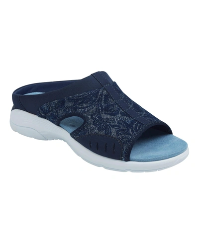 Shop Easy Spirit Women's Traciee Square Toe Casual Flat Sandals In Ombre Denim