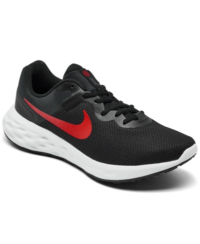 Shop Nike Men's Revolution 6 Next Nature Running Sneakers From Finish Line In Black/university Red
