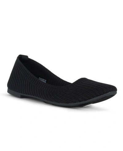 Shop Danskin Hope Slip On Stretch Knit Flat In Black