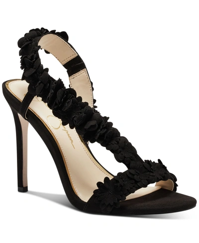Shop Jessica Simpson Women's Jessin Floral Dress Sandals Women's Shoes In Black