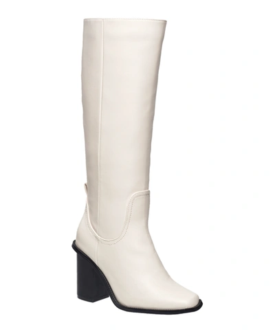 Shop French Connection Women's Hailee Knee High Heel Riding Boots In Winter White