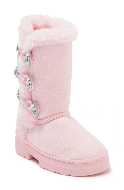 Shop Bebe Embellished Faux Fur Lined Winter Boot In Light Pink