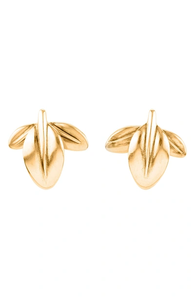 Shop Unode50 Run Forrest Leaf Earrings In Gold