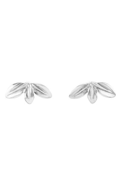 Shop Unode50 Leaf Me Alone Stud Earrings In Silver