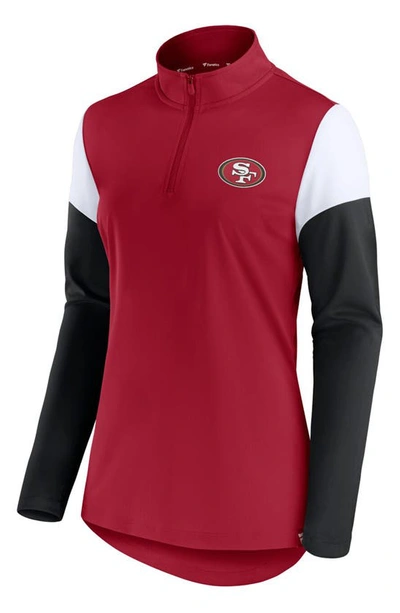 Shop Fanatics Branded Scarlet/black San Francisco 49ers Block Party Team Authentic Quarter-zip Jacket