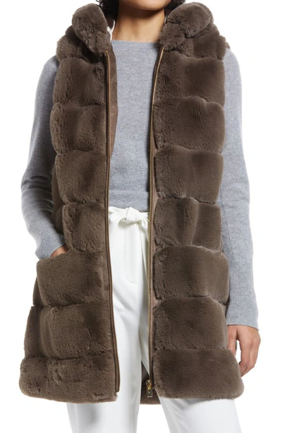 Grooved faux best sale fur hooded vest