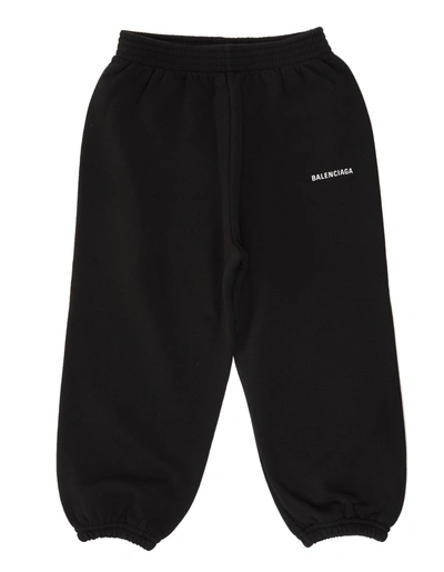 Shop Balenciaga Kids Logo Printed Sweatpants In Black