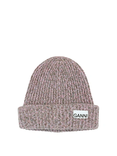 Shop Ganni Wool Beanie In Pink