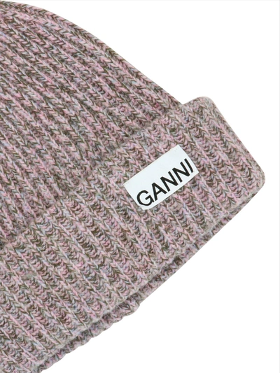 Shop Ganni Wool Beanie In Pink