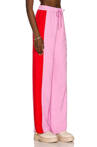 Shop Burberry Arya Side Panel Pant In Pink & Red