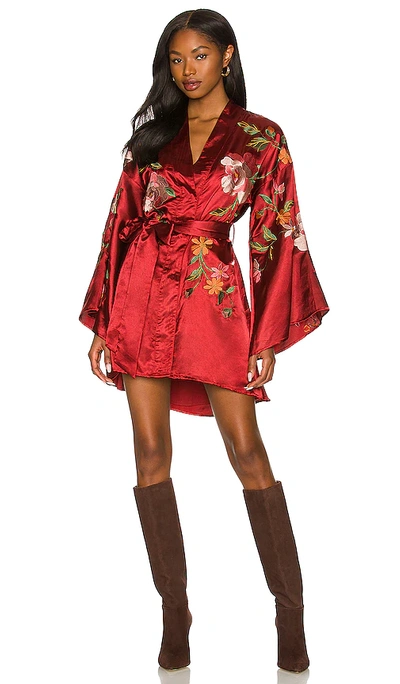 House Of Harlow 1960 X Revolve Mika Kimono Mini Dress In Burgundy | ModeSens