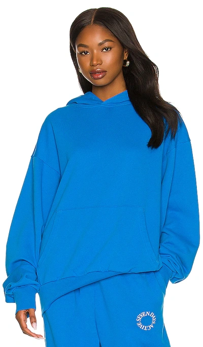 7 Days Active Vintage Cotton Hoodie In Blue