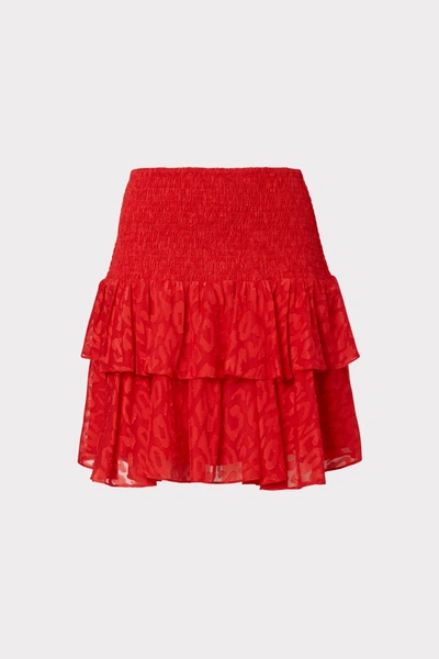 Shop Milly Wyatt Leopard Jacquard Skirt In Tomato