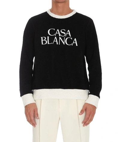 Shop Casablanca Terry Colour Block Sweatshirt In Black