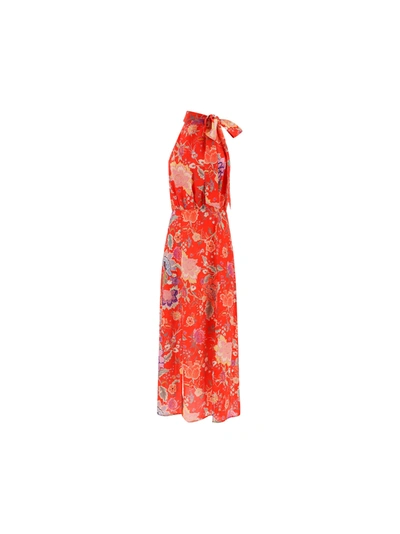 Shop Rixo London Rixo Valerie Dress In Peony Flora Red